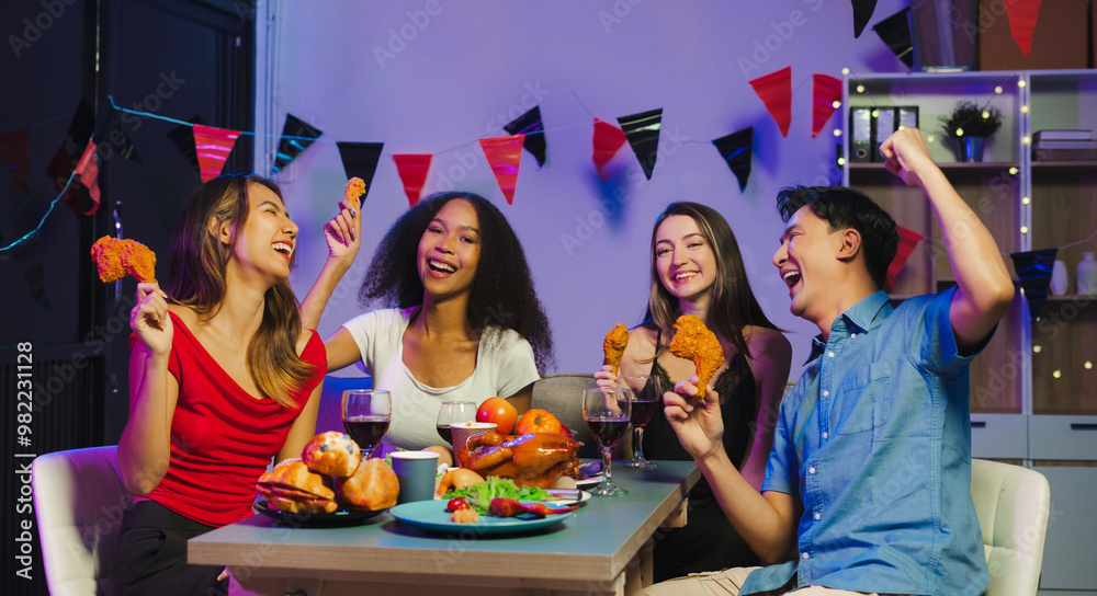 Successful business team, excited businessman feel happy work complete with champagne and food, celebration excellent financial results. Successful business team, excited businessman feel happy work complete with champagne and food, celebration excellent financial results.