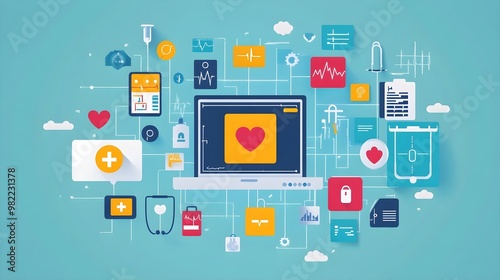 Wallpaper Mural Healthcare Technology Network Digital Medical Illustration Torontodigital.ca