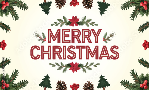 Merry Christmas lettering with christmas element