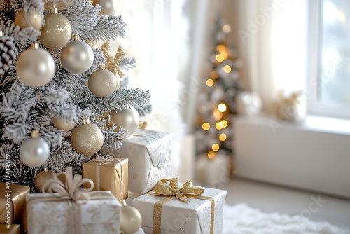 Minimalist and Elegant Christmas Decor in Spacious Office  