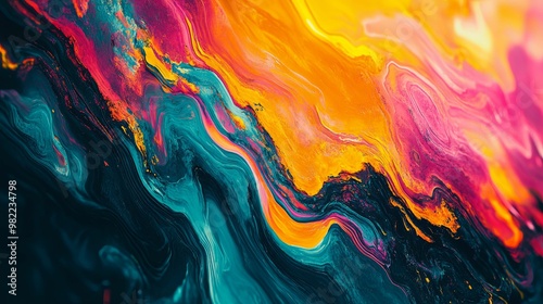 Abstract Swirling Painting in Vibrant Colors