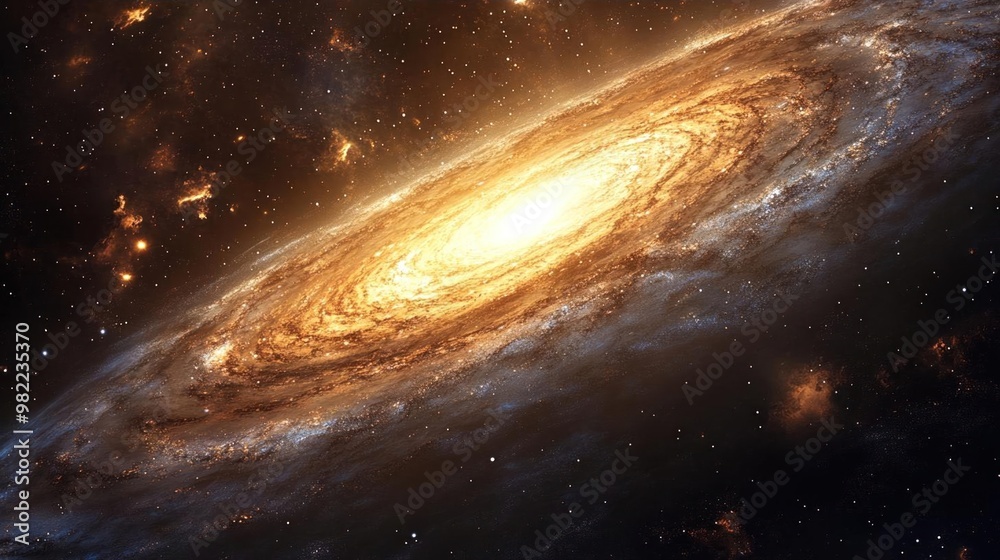 Fototapeta premium A spiral galaxy in the vastness of space, swirling with light and stars.
