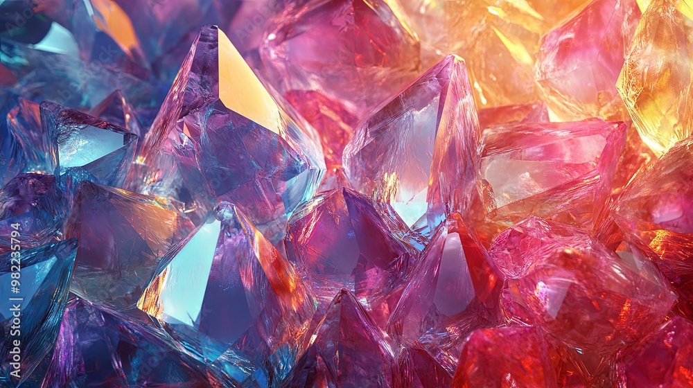 Close-up of Iridescent Crystals with Purple, Blue, and Orange Hues Close-up of Iridescent Crystals with Purple, Blue, and Orange Hues