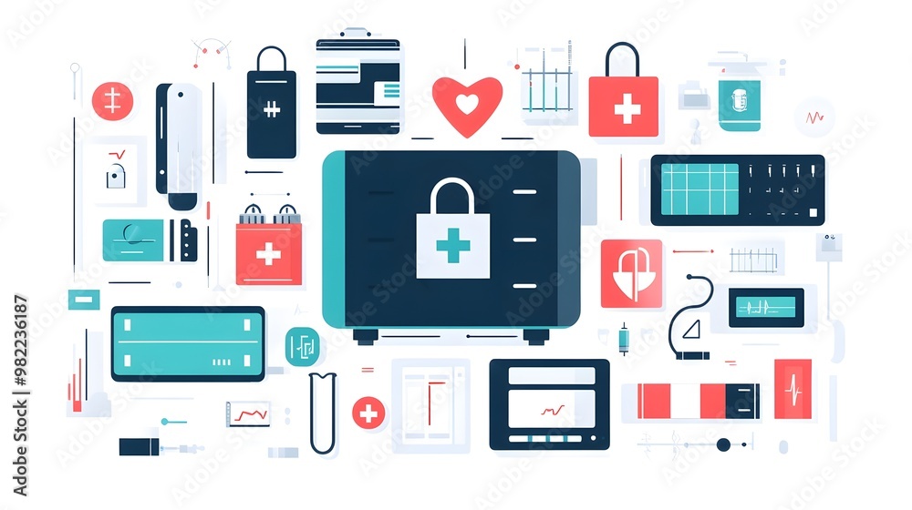 Medical Technology Illustration - Digital Healthcare Concept Medical Technology Illustration - Digital Healthcare Concept