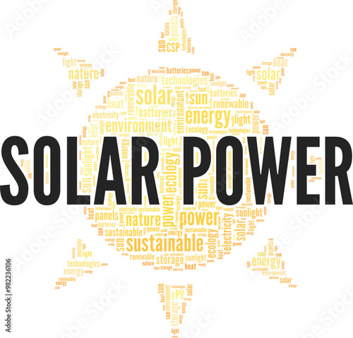 Solar Power word cloud conceptual design isolated on white background. photo