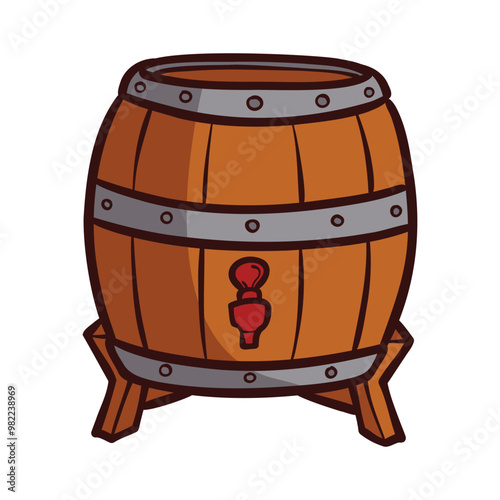 Vintage Wooden Beer Barrel Illustration