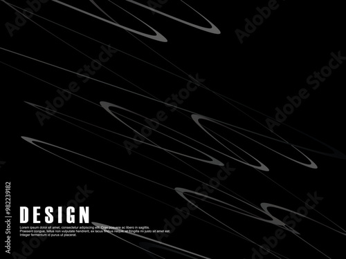 Black background with gray gradient ribbon pattern. Black background with modern graffiti pattern.