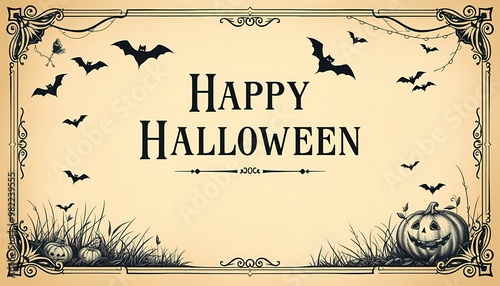 Halloween party invitation Vintage engraved illustration