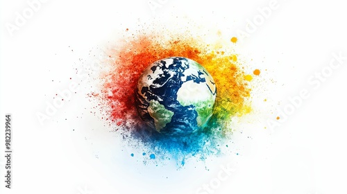 A Colorful Explosion Surrounding a Globe