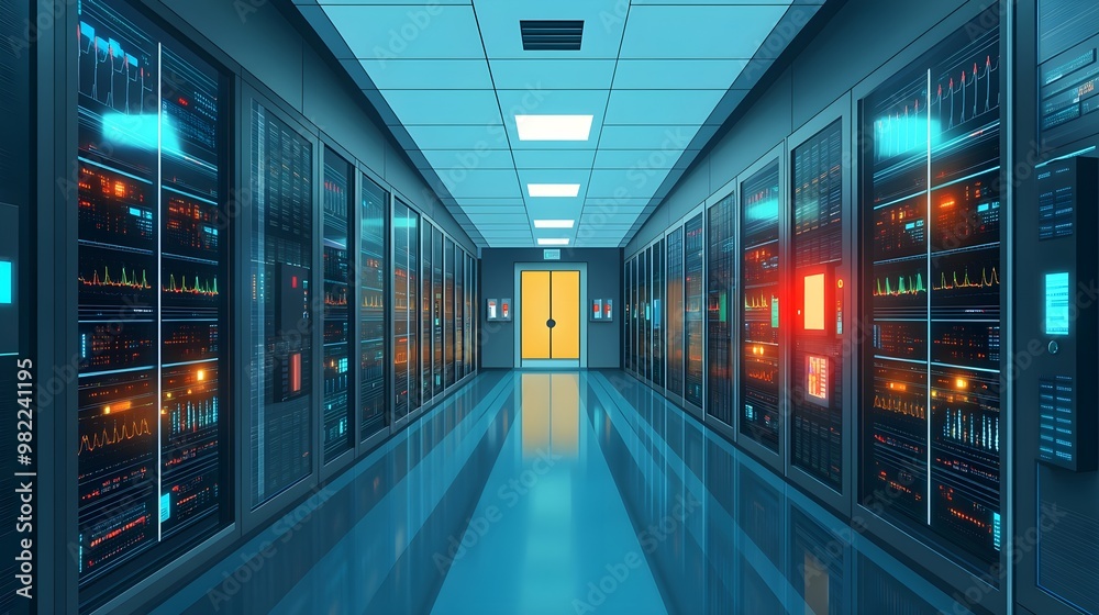 Server Room Interior With Data And Technology Server Room Interior With Data And Technology