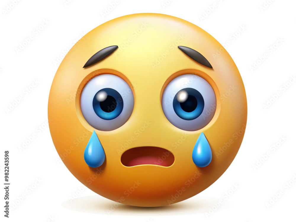 Fototapeta premium A minimalist image of crying sad 3D emoji isolated on white