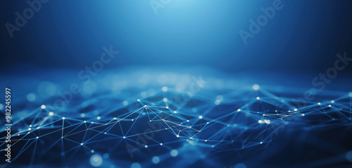 Wallpaper Mural Abstract tech digital blue background with network lines and dots connecting in dynamic pattern. Modern cyber technology, data networks, ai, futuristic design Torontodigital.ca