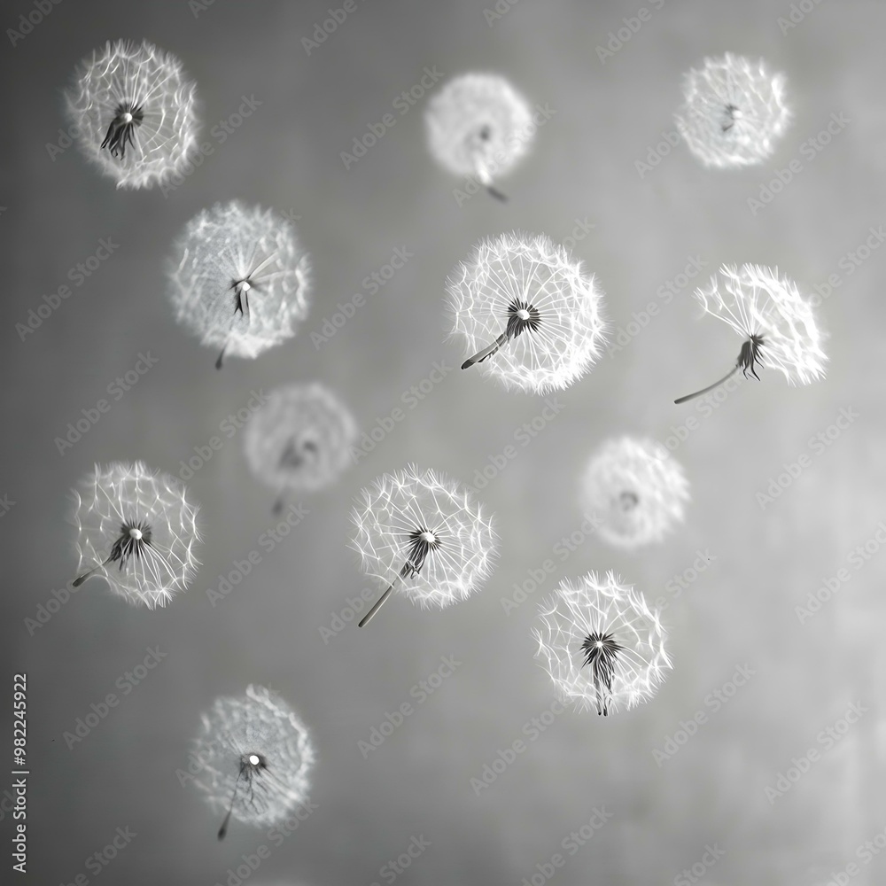Obraz premium Floating Dandelion Seeds in Soft Light