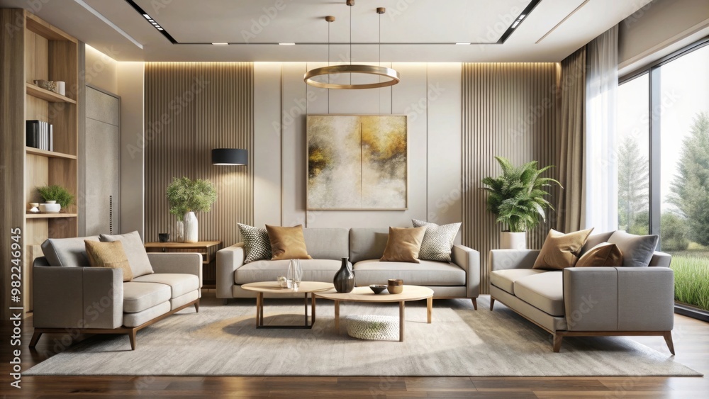 Fototapeta premium minimalist living room with a sophisticated, beautiful design.