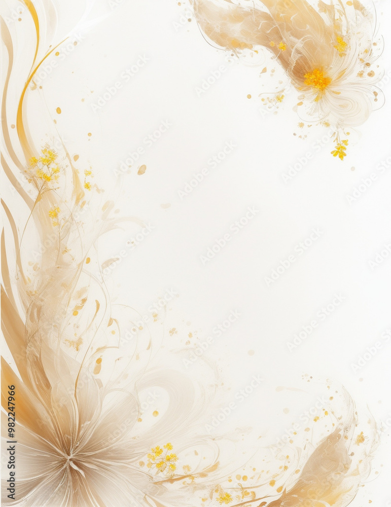 background with splashes - abstract golden and white floral background with flowers background - Generative AI background with splashes - abstract golden and white floral background with flowers background - Generative AI