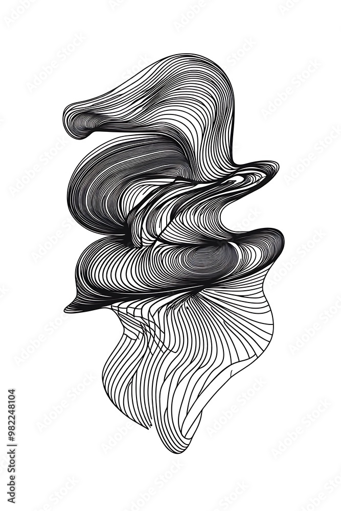 Obraz premium A striking modern illustration with bold black lines generating a complex layered effect on a white background