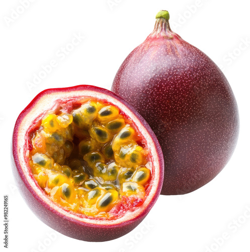 PNG Halved passion fruit with vibrant pulp