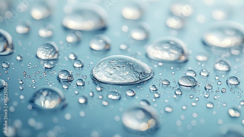 Close-Up of Water Droplets on a Blue Surface