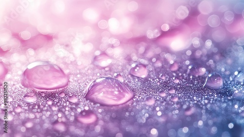 Close-up of Water Droplets on a Sparkling Purple Surface
