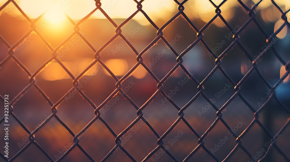 Chain Link Fence Sunset Close Up Chain Link Fence Sunset Close Up