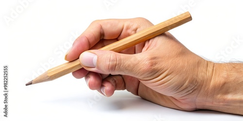 A delicate hand cradles a wooden pencil, the gentle curve of the instrument mirroring the soft contours of