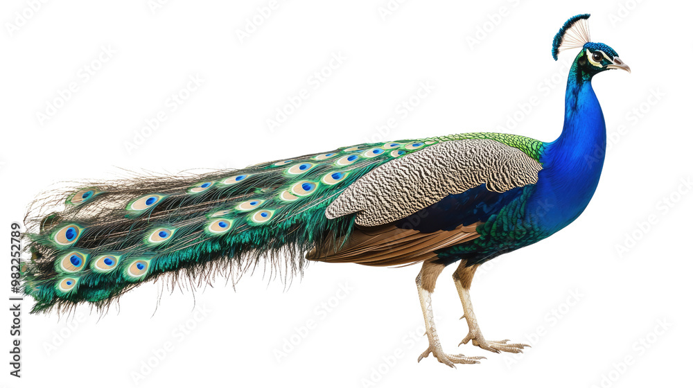 Fototapeta premium Peacock on a white transparent background