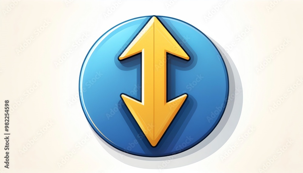 A circular icon featuring an upward and downward arrow, symbolizing movement, change, or dual functionality. A circular icon featuring an upward and downward arrow, symbolizing movement, change, or dual functionality.
