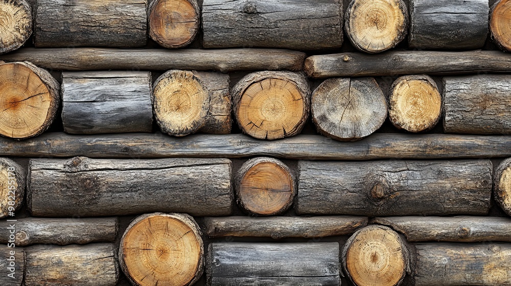 Stacked Logs with Exposed Cross-Sections Stacked Logs with Exposed Cross-Sections