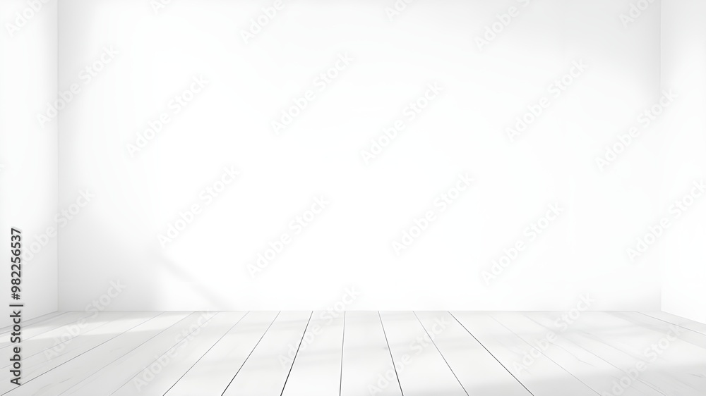 Bright empty white room with clean wooden floor Bright empty white room with clean wooden floor