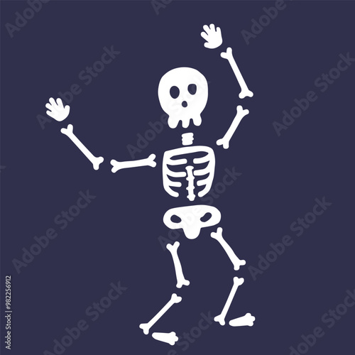Dancing Skeletons, Quirky White Skeleton Illustrations