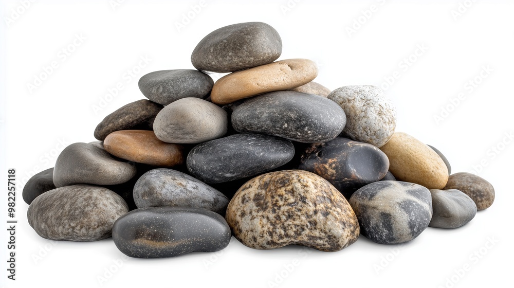 side view on one single pebbles pile heap isolated on white background side view on one single pebbles pile heap isolated on white background