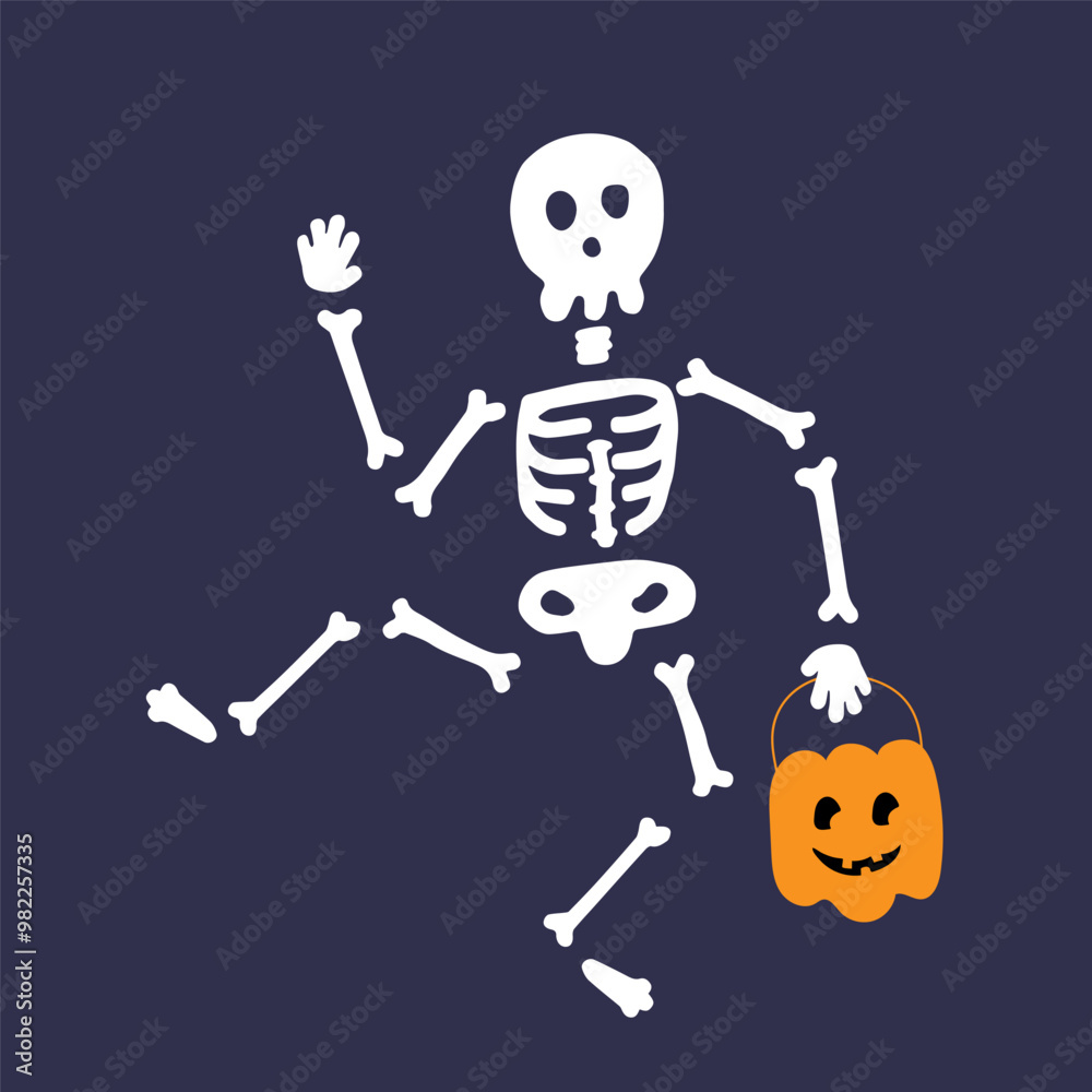 Dancing Skeletons with pumpkin jack o lantern Quirky White Skeleton Illustrations Dancing Skeletons with pumpkin jack o lantern Quirky White Skeleton Illustrations