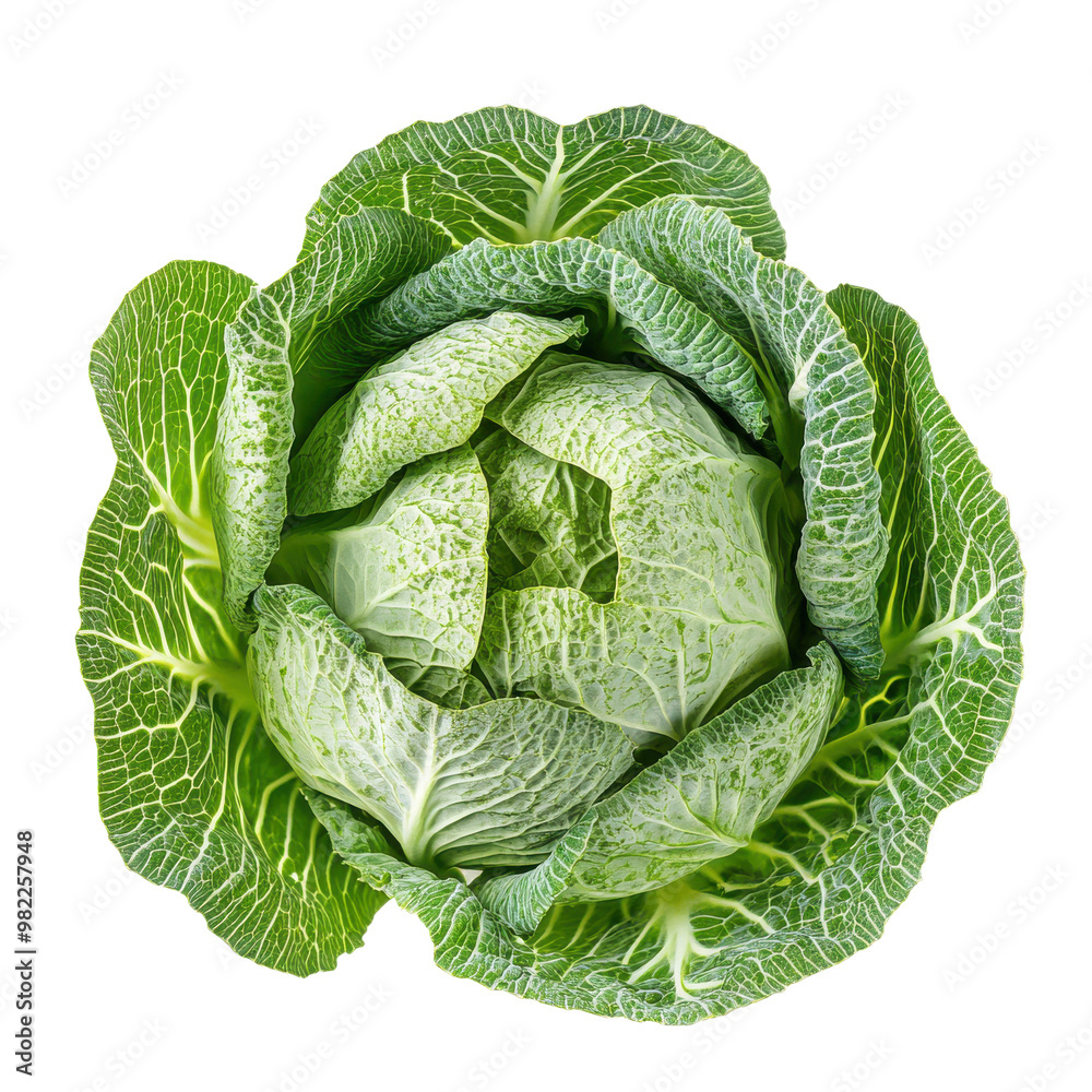 Fototapeta premium Fresh Green Cabbage with Detailed Texture | Isolated on Transparent Background