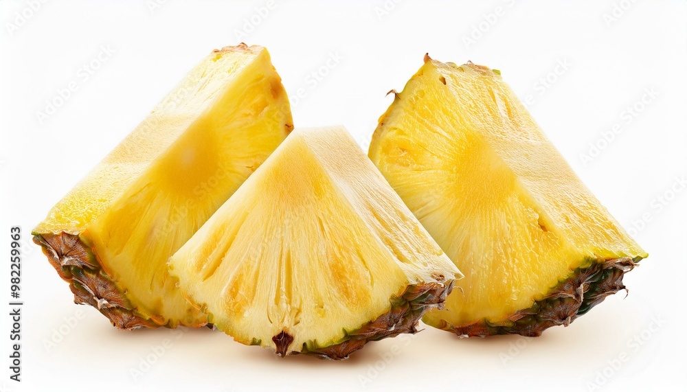 pineaple fruit, many angles view side top front group slice cut on white issolated background pineaple fruit, many angles view side top front group slice cut on white issolated background