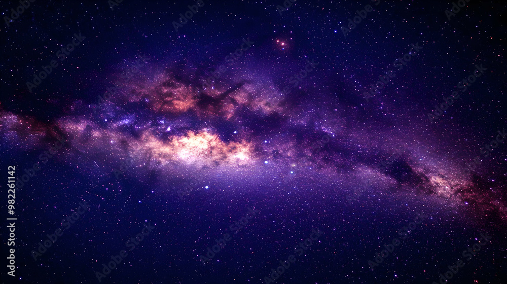 Fototapeta premium A Stunning Night Sky View of the Milky Way Galaxy with a Band of Stars and Nebulae