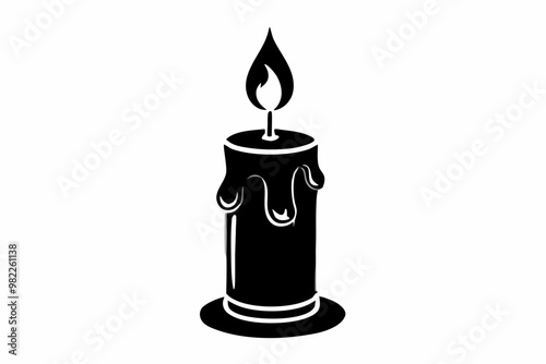 burning candle on a white background. candle line art silhouette vector illustration