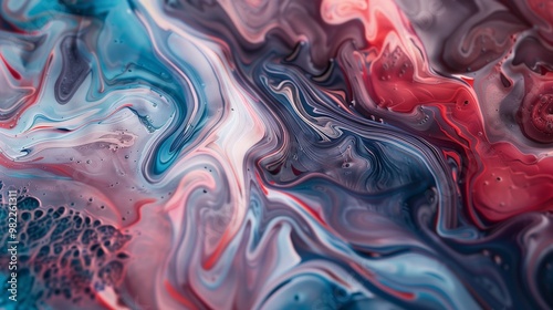 Abstract Fluid Art with Vibrant Colors and Organic Flowing Patterns, Ideal for Modern Design and Background Graphics