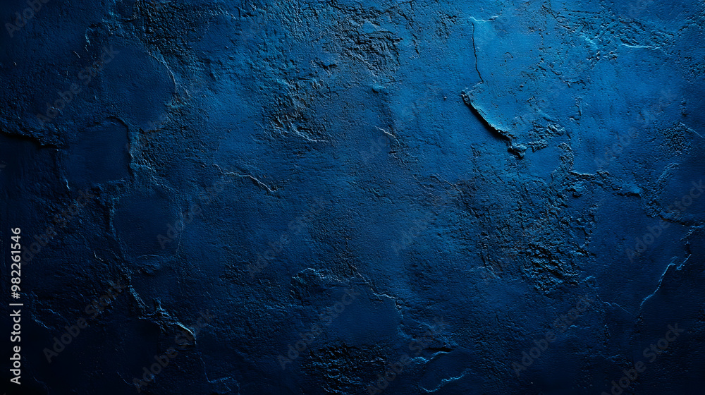 Dark Blue Concrete Wall Texture with Rough Surface and Uneven Pattern for Background Design