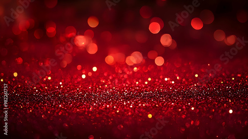 Abstract Red Glitter Background with Blurred Lights and Sparkles, a Festive and Elegant Design for Holiday or Celebration