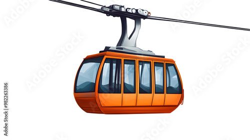 Cable car on transparent background