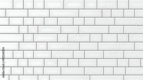 White Subway Tile Wall Seamless Pattern, Design Element for Kitchen and Bathroom, Simple Modern Background, Architectural Texture and Minimalistic Aesthetic