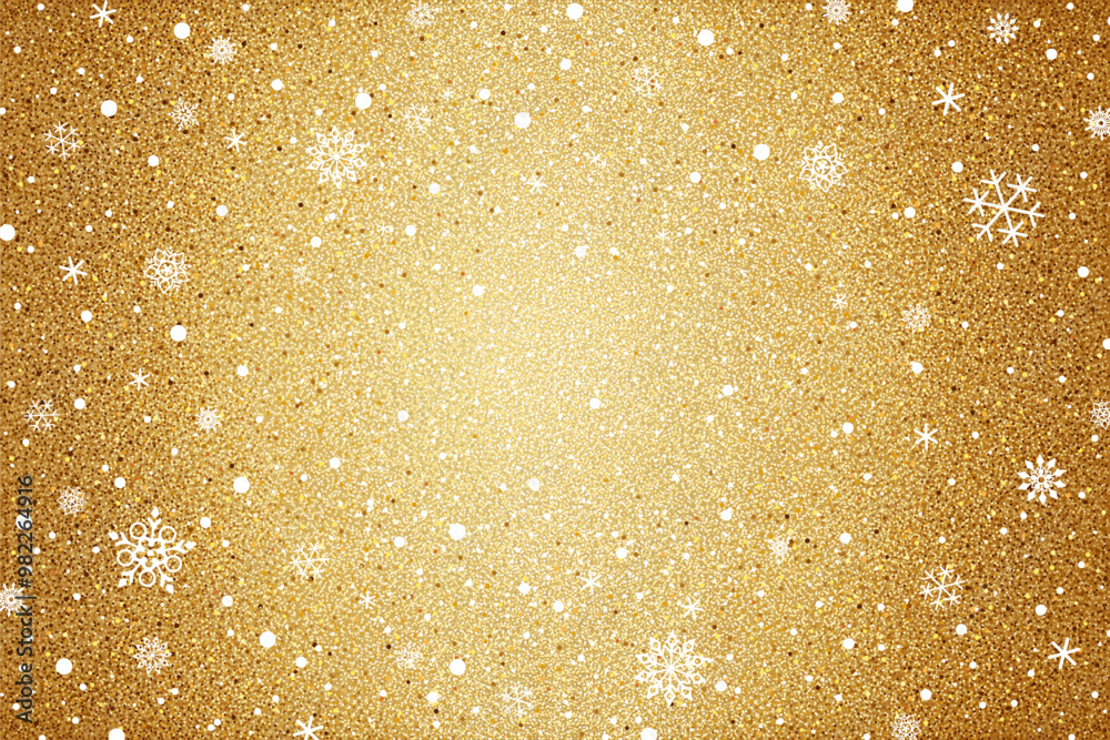 Realistic vector golden background with snowflakes and place for text. Shiny gold horizontal backdrop. Shining luxury banner template.
Realistic vector golden background with snowflakes and place for text. Shiny gold horizontal backdrop. Shining luxury banner template.