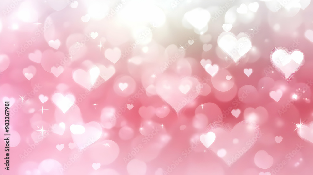 Abstract Pink and White Heart Shaped Bokeh Background with Delicate Glowing Lights for Romantic Design Projects Abstract Pink and White Heart Shaped Bokeh Background with Delicate Glowing Lights for Romantic Design Projects