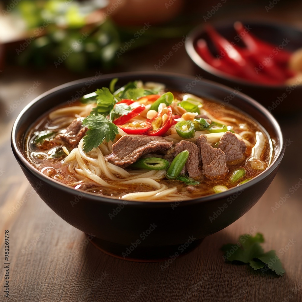 Beef noodles Thai restaurant menu. Beef noodles Thai restaurant menu.
