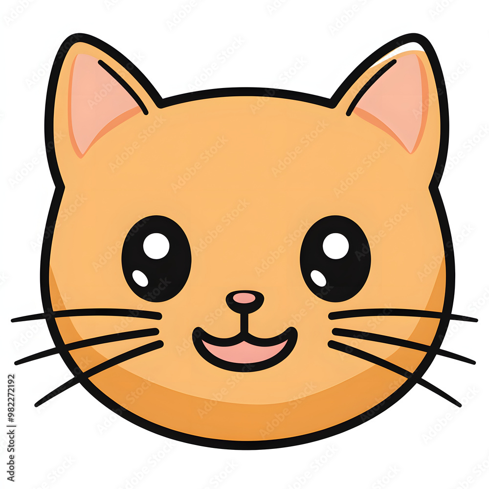 Obraz premium かわいい猫のアイコン―シンプルでフレンドリーなデザイン