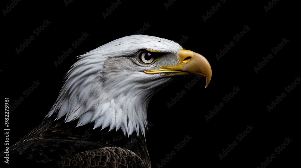 Bald Eagle Portrait Against Black Background Bald Eagle Portrait Against Black Background
