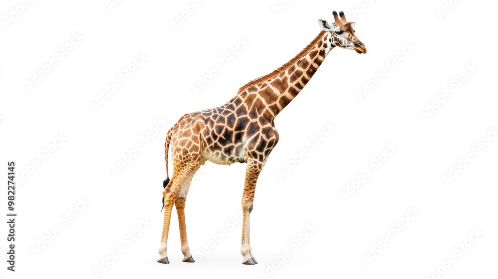 Obraz premium Giraffe Standing on White Background