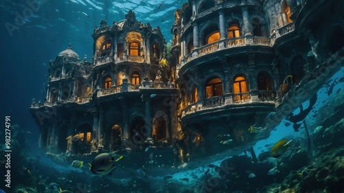 The submerged city of Atlantis holds clues to its once-thriving civilization now hidden beneath the sea