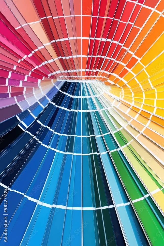 Obraz premium A colorful palette of paint with a rainbow of colors. The palette is circular and has a spiral design. The colors are vibrant and eye-catching, and the design is playful and fun
