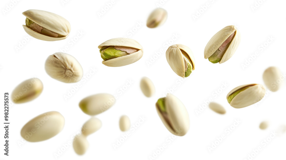 Falling Pistachios in Mid-Air with Crisp Details | Isolated on Transparent Background Falling Pistachios in Mid-Air with Crisp Details | Isolated on Transparent Background
